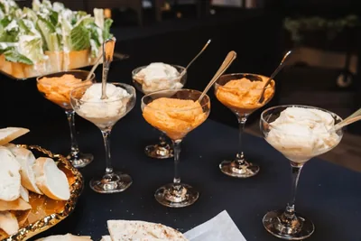 Dessert mousse served in coupe glasses